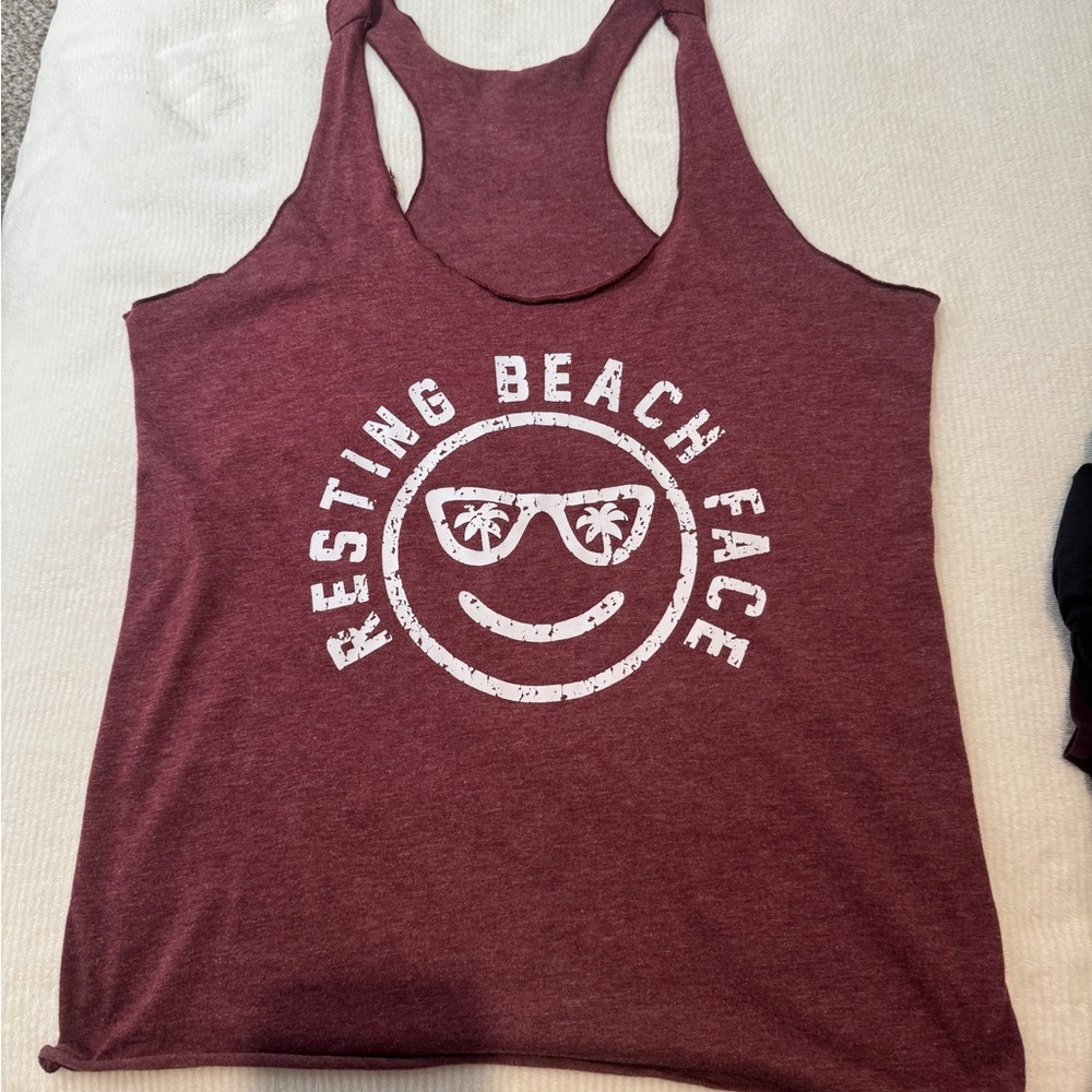 Women's Maroon Graphic Tank Top Size M (#223)